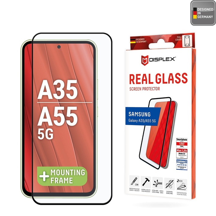 Стъклен Протектор за Samsung Galaxy A35 5G / A55 5G - Displex Premium Real Glass - Черен