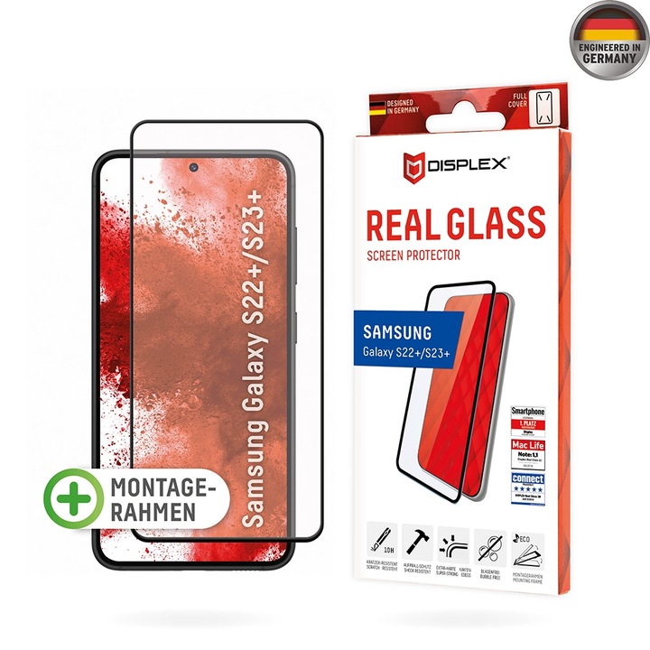 Стъклен Протектор за Samsung Galaxy S22 Plus 5G / S23 Plus - Displex Premium Real Glass - Черен