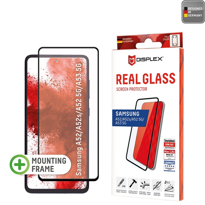 Стъклен Протектор за Samsung Galaxy A52 4G / A52 5G / A52s / A53 - Displex Premium Real Glass - Черен