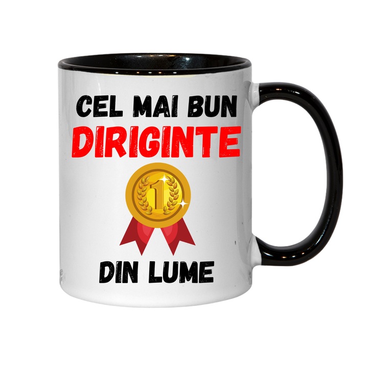 Cana personalizata - Cel mai bun Diriginte din lume! negru interior, 330 ml