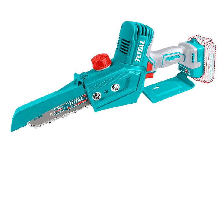 Total Ipari akkumulátoros mini láncfűrész, 15 cm, 20 V, 2 x 2,0 Ah
