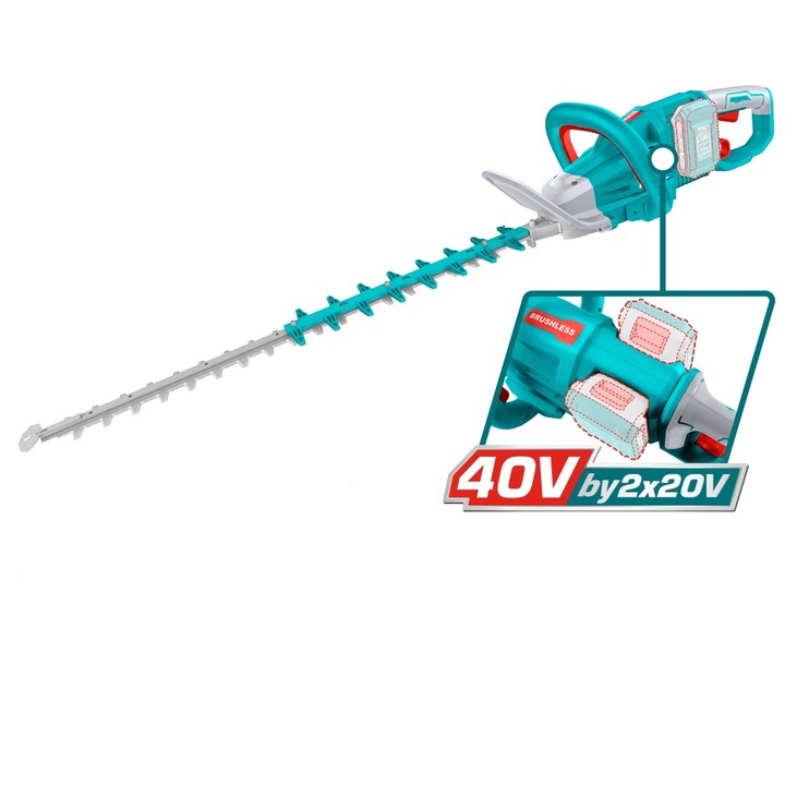 Акумулаторен безчетков храсторез Total Industrial, 40 V, без батерия