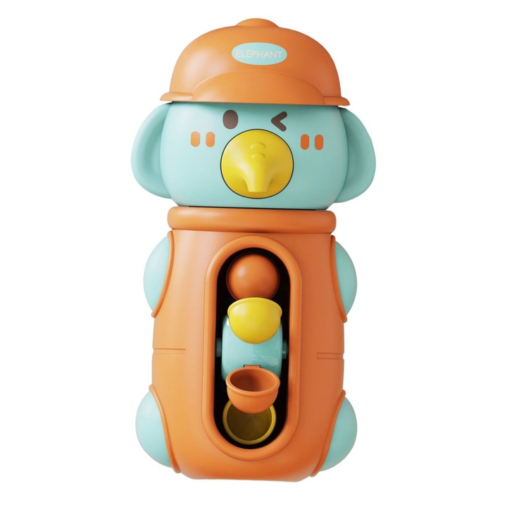 Fürdőjáték 1 év feletti gyerekeknek, tapadókorongokkal, forgókupakkal, garantált szórakozásért fürdés közben, elefánt modell, kék, lányoknak és fiúknak