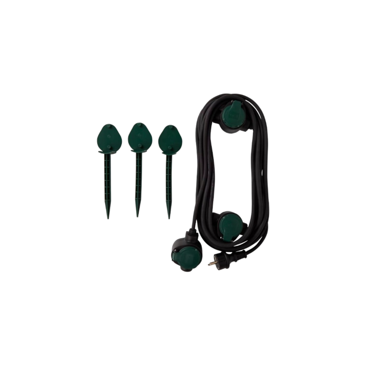 Градински удължител Promax с 3 гнезда, 7,5 метра, черен, H05RR-F 3Gx1,5MM