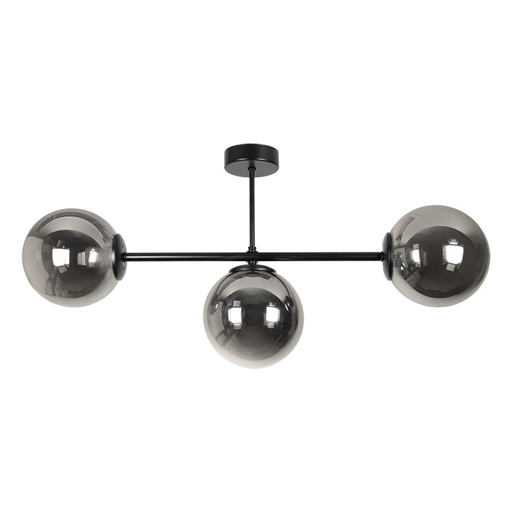 Plafoniera, Lightstyle, Fiore, 3xE27, Negru/Gri