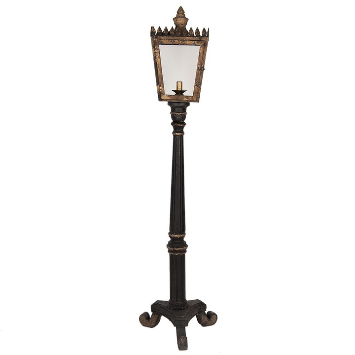 Lampadar fier auriu lemn negru 44x40x172 cm