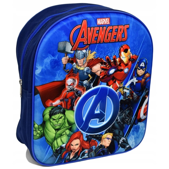 Gyerek hátizsák, 30x26x10 cm, 3D, sokszínű, megerősített és állítható pántokkal, Bosszúállók