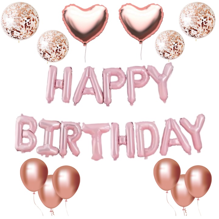 Set 25 Baloane Happy Birthday, Selling Depot®, Rose