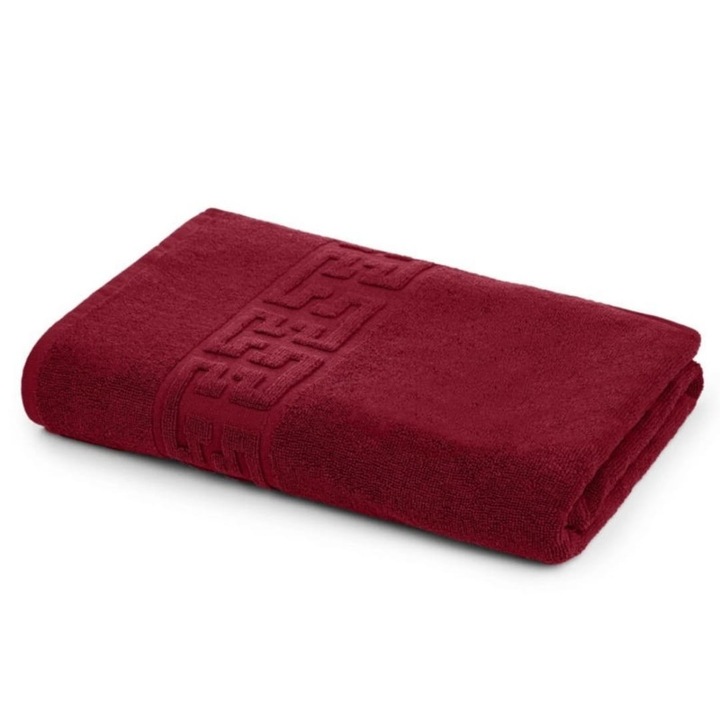 Prosop de fata, Bumbac, Bordura Greceasca, 500g/m², 50x90cm, Bordo