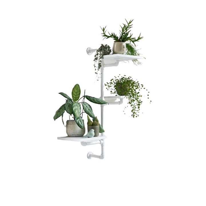 Falipolc ipari stílusban, Scofton, 70x100x20 cm, fehér