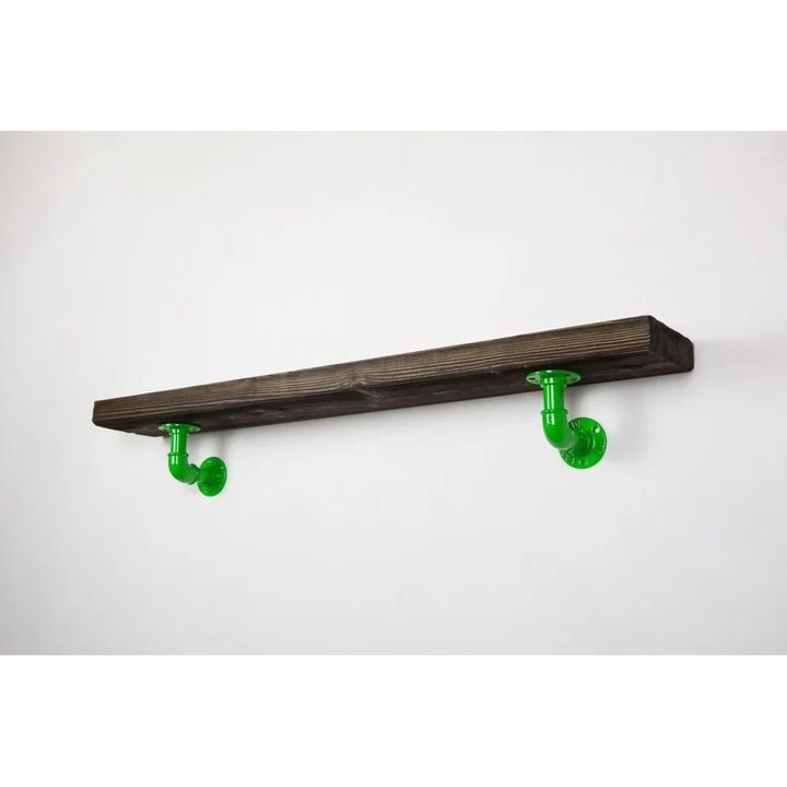 Raft de perete in stil industrial, Gloucester, 60x15x20 cm, verde deschis/nuc