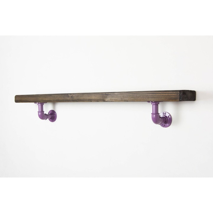 Raft de perete in stil industrial, Gloucester, 60x15x20 cm, violet/nuc