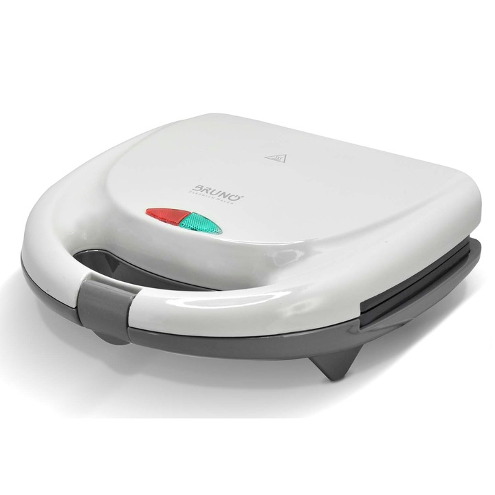 Sandwich-maker Bruno BRN-0166, 800W, placi antiaderente, alb, 22.7x23.5x7.8cm