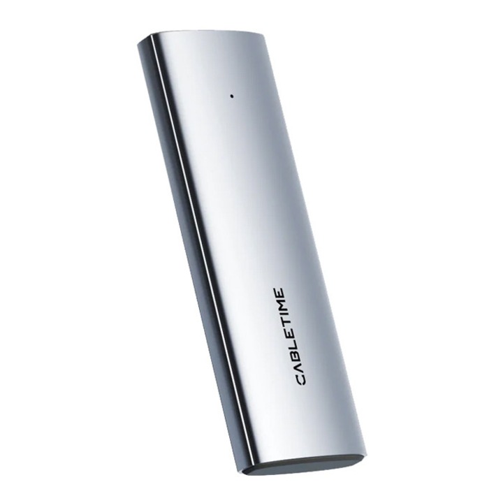 SSD кутия, CABLETIME, алуминий, 10Gbps, 118 x 17 x 40 mm, сиво