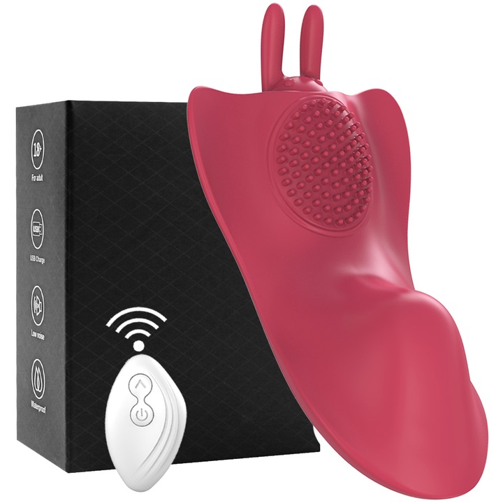 Вибратор за клитор, FairyKiss, стимулатор на G-точката, водоустойчив, червен, 13x4,2 см