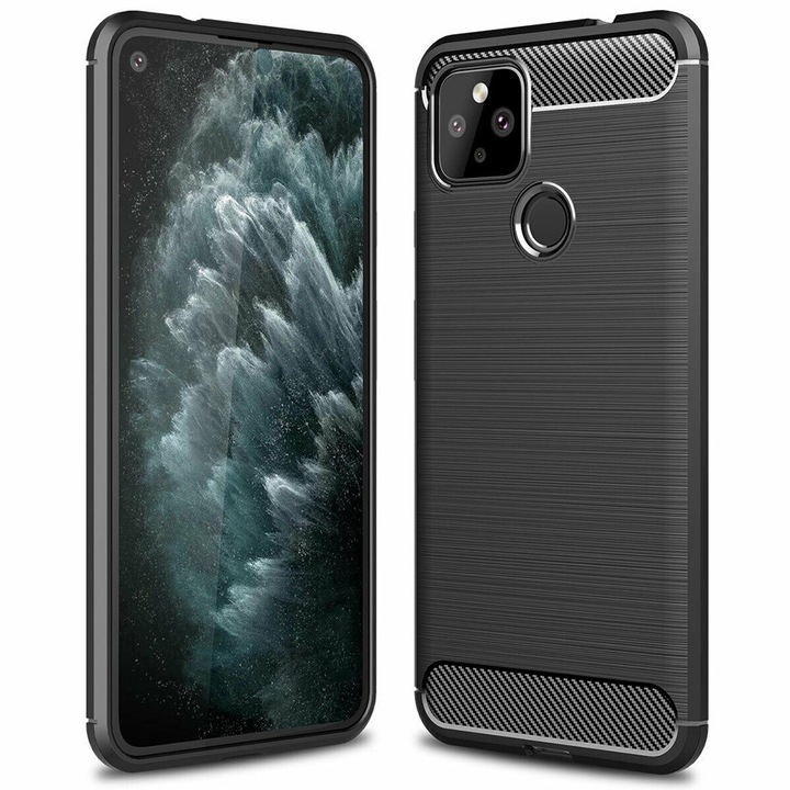 Google Pixel 5 tok – Techsuit Carbon Silicone – fekete