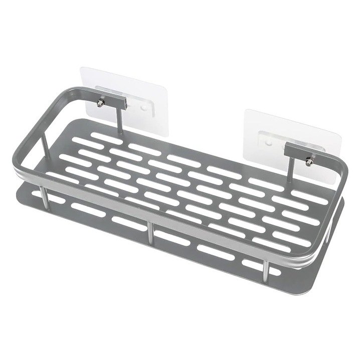 Raft baie HOME USE, metalic, 30x5x13cm, argintiu