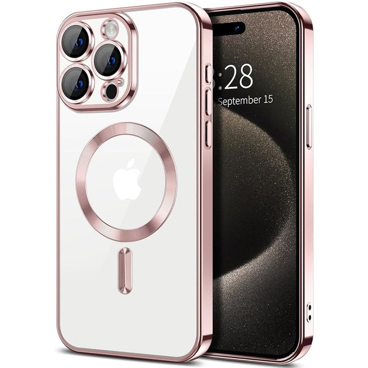Кейс за iPhone 15 Pro Max - Techsuit Luxury Crystal MagSafe - Розов