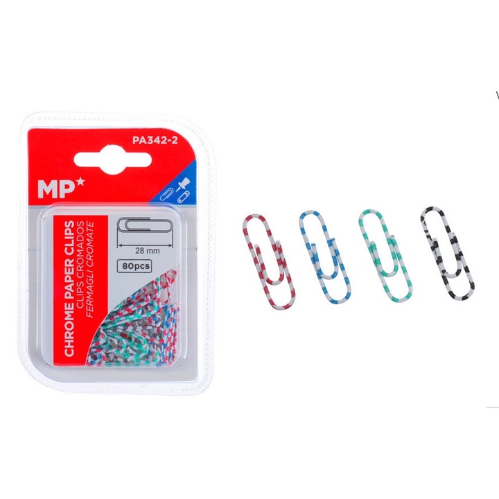 Set 80 agrafe de birou, MP, Metal, 28 mm, Multicolor