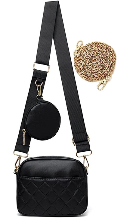 Telefonos válltáska, QttvbTna, állítható pánt, fekete