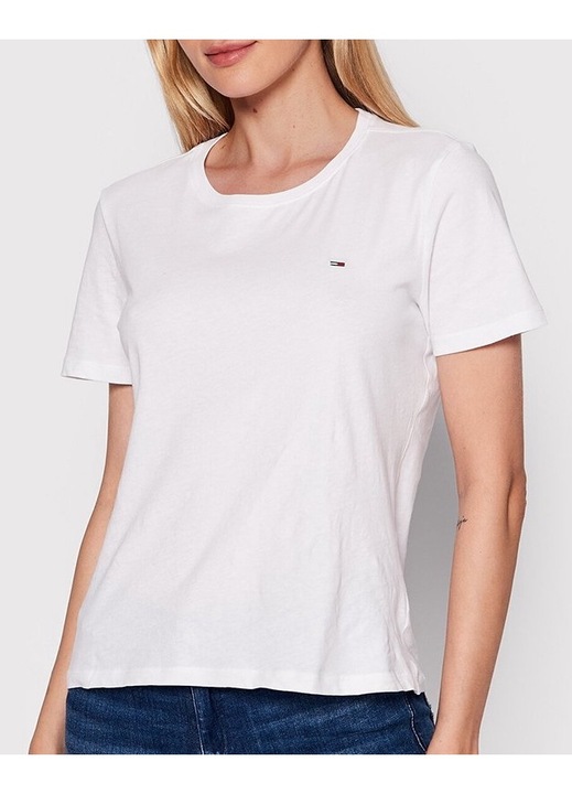 Дамска тениска, Tommy Jeans, органичен памук, бяла, 2XS INTL