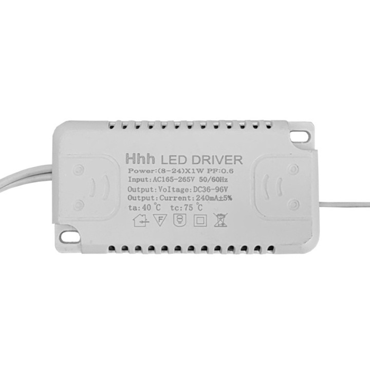 Драйвер за LED лента, 8-24W, 1.7x3.6x7.1cm, бял