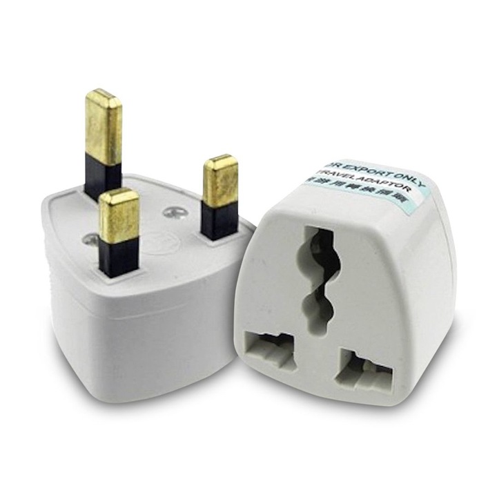 Adaptor priza UK Universal, PowerTech, Alb