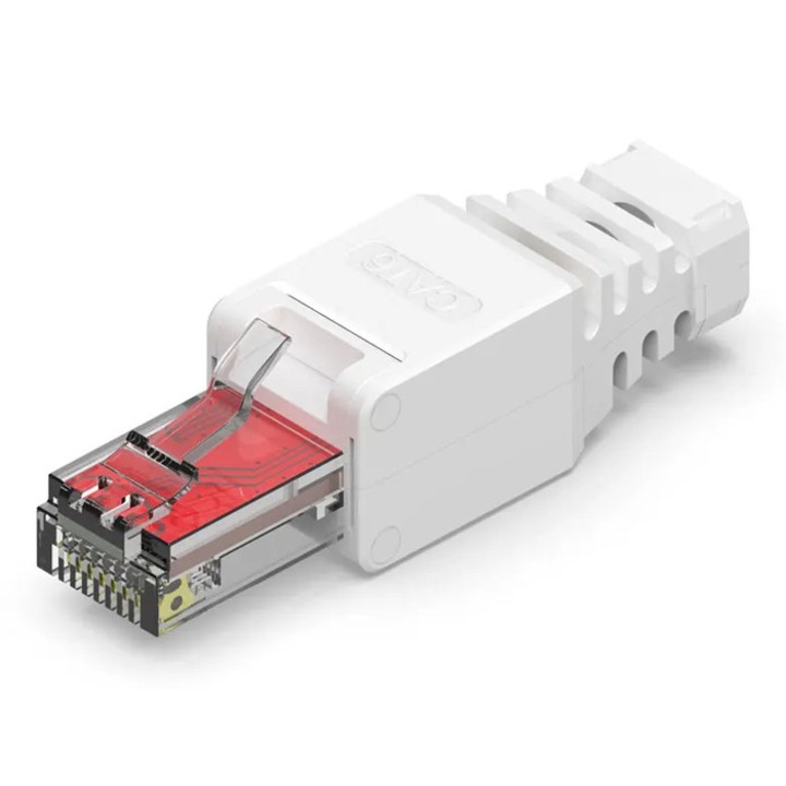 Мрежова розетка POWERTECH RJ45 CAB-N350, CAT 6A UTP, без инструменти, бяла
