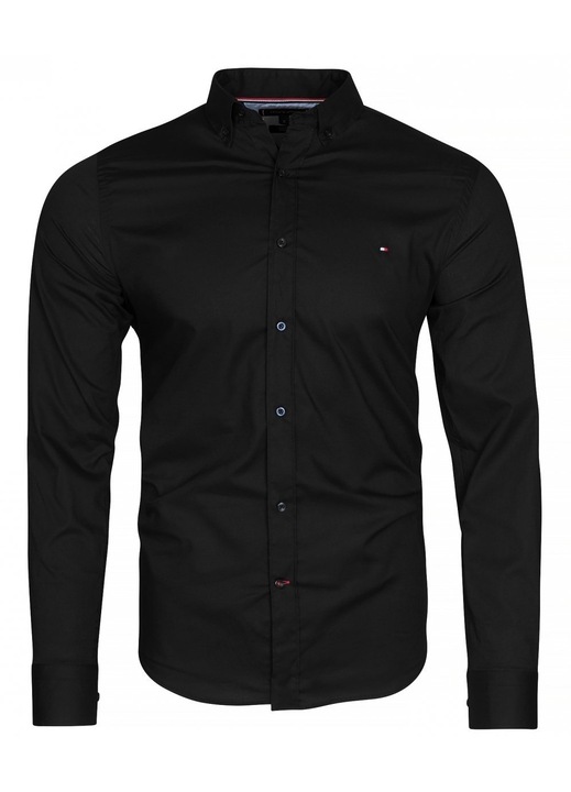 Мъжка риза Tommy Hilfiger Slim Fit Stretch, памук/еластан, Черен