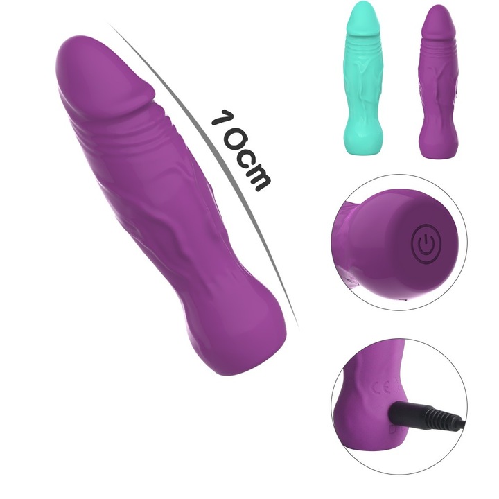 Mini Intense FairyKiss® dildó vibrátoros szexjátékok, Csiklóstimulátor, Puhább szilikon anyag, 10 rezgési mód, vízálló, USB töltés, lila