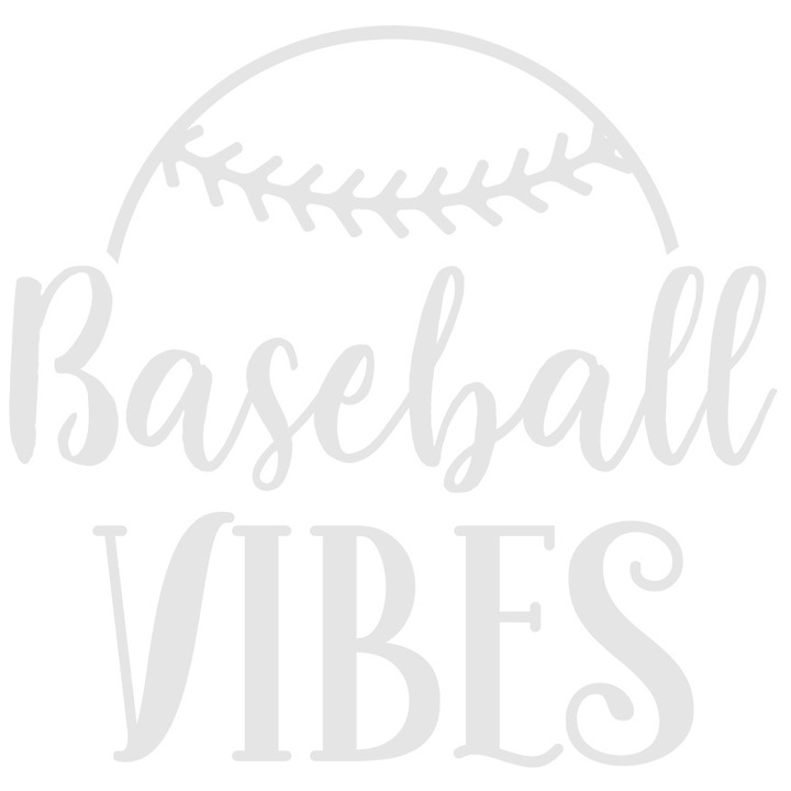 Sticker Exterior cu o minge de baseball si textul "Baseball vibes" - vibratii de baseball sport meci, Vinyl Alb, 90 cm