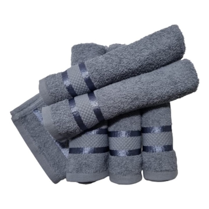 Комплект от 6 сиви кърпи за ръце, 30 x 50 см, 100% памук, 400 г/м²