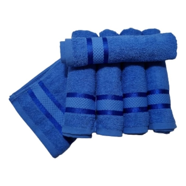 Комплект от 6 кърпи за ръце, син цвят, 30 x 50 см, 100% памук