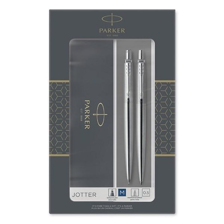 Комплект химикалки PARKER Химикалка Jotter + преса ютия сребърна сребърна щипка