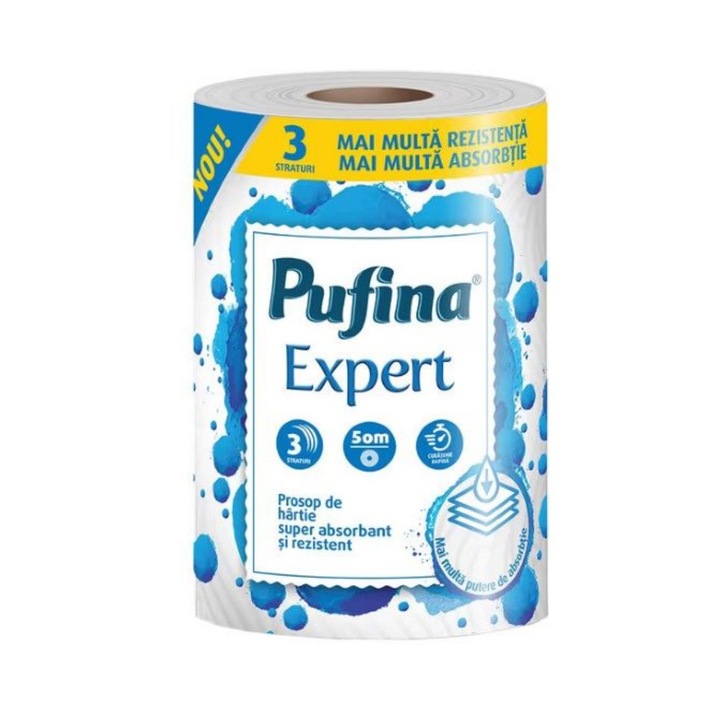 Prosop de hartie Pufina Expert, 3 straturi, 50m/rola