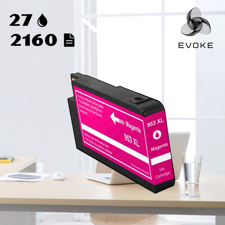 Cartus imprimanta HP 953 magenta XL, 27ml, 2160 pagini, cerneala compatibil cu Officejet Pro 7720, 7730, 7740, 8210, 8218, 8700, 8710, 8715, 8720, 8725, 8730, 8740