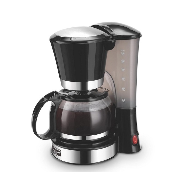 Aparat de cafea cu filtru, DSP, 550W, 600ml, Negru/Argintiu, 21x15x27cm