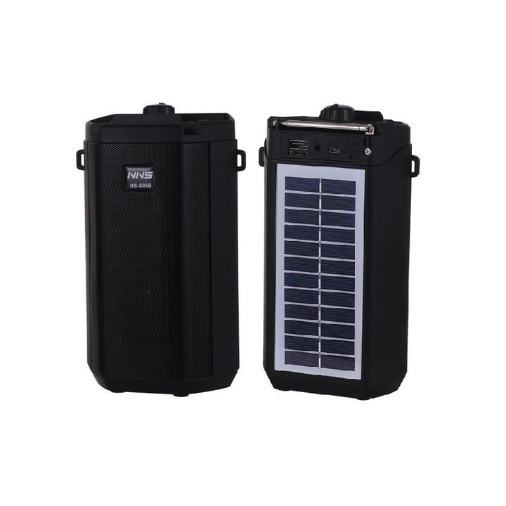 Napelemes hordozható hangszóró, FM rádió, LED, 1200 mAh, többszínű