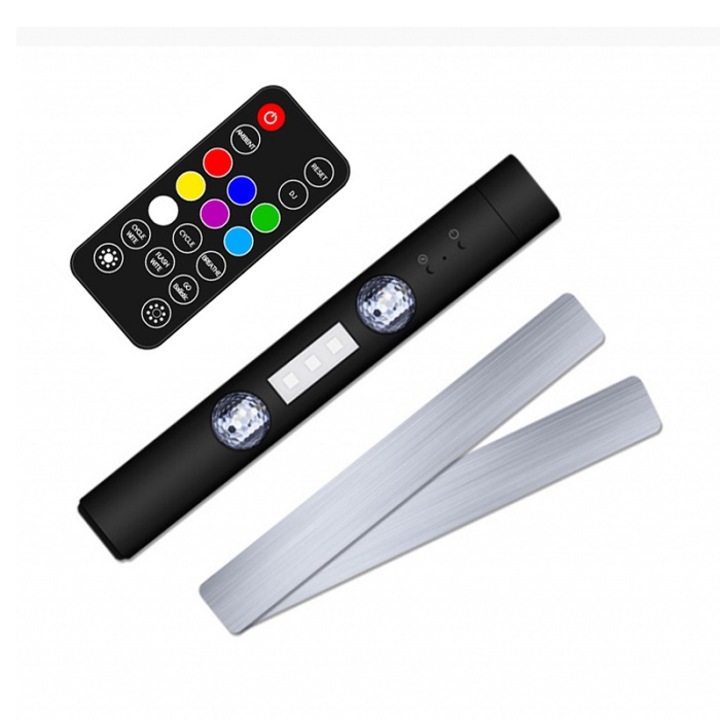 Ritmikus LED zseblámpa, többszínű, 230x55x35mm, távirányítóval