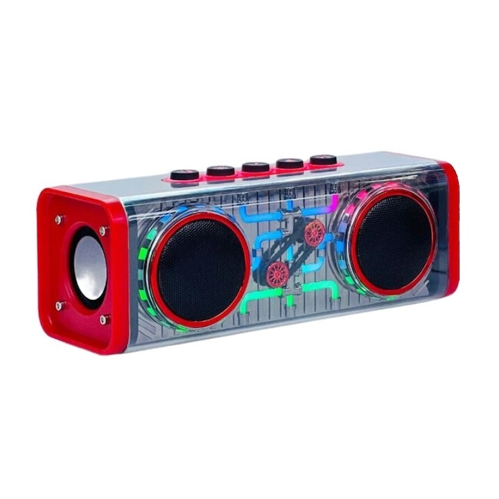 Mini boxa portabila cu extra bass, RGB, sunet 360°, HD, bluetooth 5.0, USB Type-C, negru