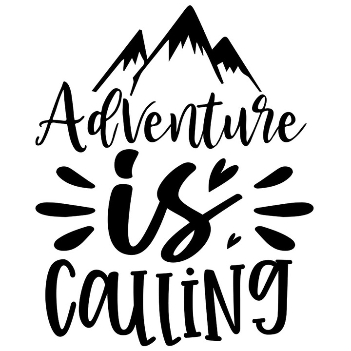 Външен стикер с планини за любителите на приключенията - "Aventura te cheama", Vinyl Black, 40 cm