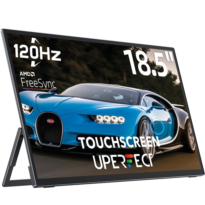 Hordozható monitor, Uperfect E6 Pro, 18,5 hüvelykes, érintőképernyő, Full HD, 120 Hz, Ultra-vékony