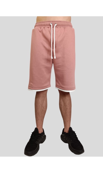 Pantaloni scurti, din bumbac, pentru barbati, cu terminatie alba, Marimea