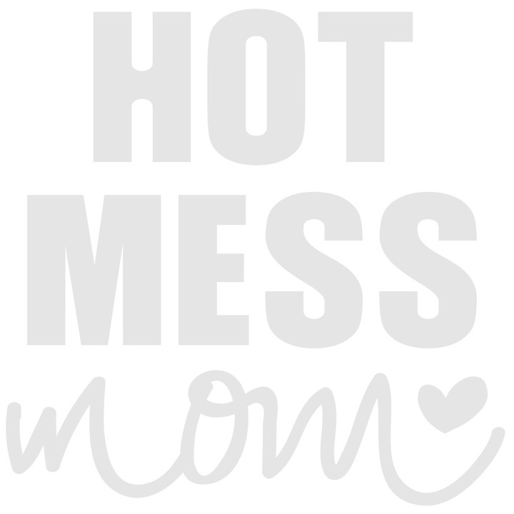 Sticker Exterior cu mesajul "Hot mess mom" - mama dezastru fierbinte inimioara, Vinyl Alb, 20 cm