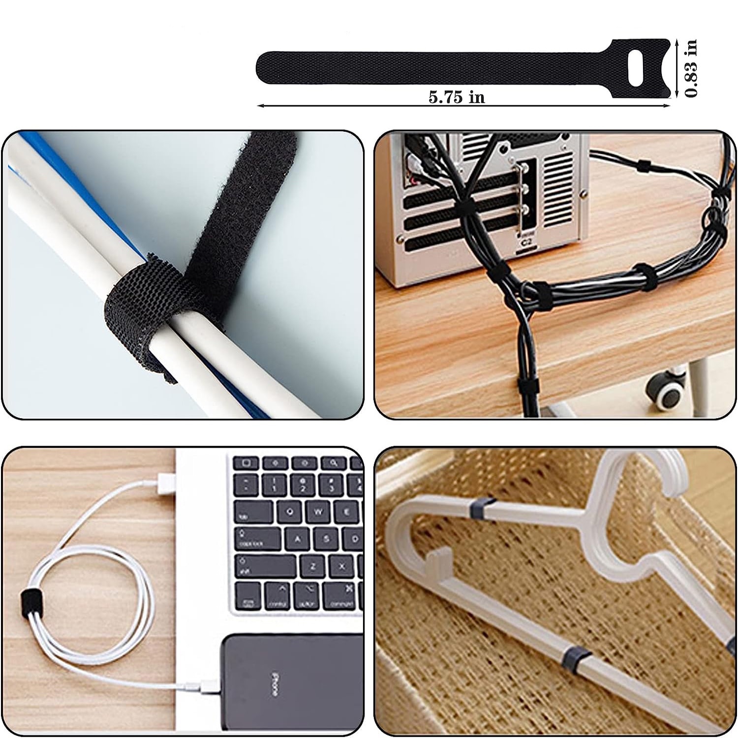 Set Riglete Cabluri Set organizare cabluri, 173 piese, negru si transparent, kit complet ...