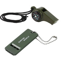 Set 2 Fluier Supravietuire, Minetgnon®, cu Busola si Termometru, Design Multi-audio, Plastic, 60x28 mm, 70x28 mm, Verde