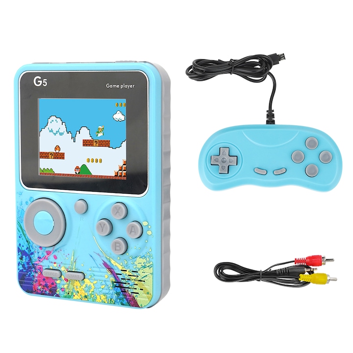 Преносима конзола JESWO G5, 500 игри, 3 инча екран, 1000mAh батерия, синя