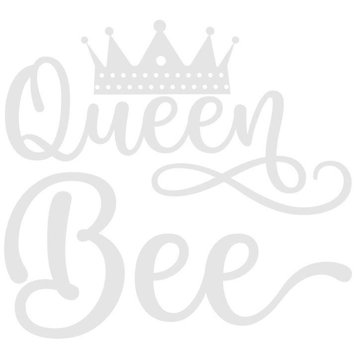 Sticker Exterior cu o coroana regala si textul "Queen bee" - regina albinelor, Vinyl Alb, 20 cm