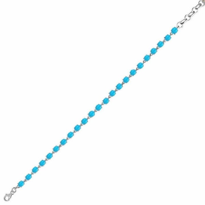 Bratara TENNIS turcoaz din argint, Druzy, piatra semipretioasa