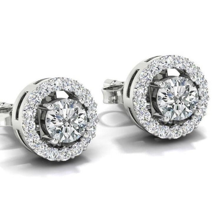 Cercei stud din cuart, topaz alb 6 mm, Druzy, piatra semipretioasa